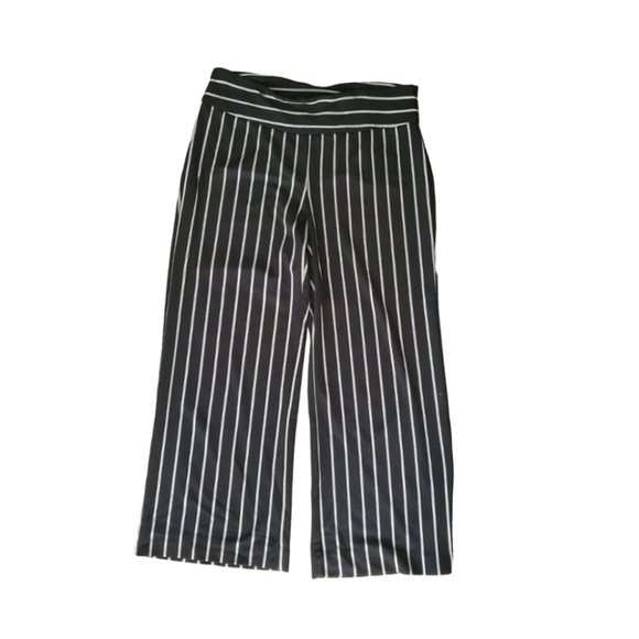 Zac & Rachel Pants - ZAC & RACHEL | Striped Wide Leg Flood Pants  in Black (Size L)